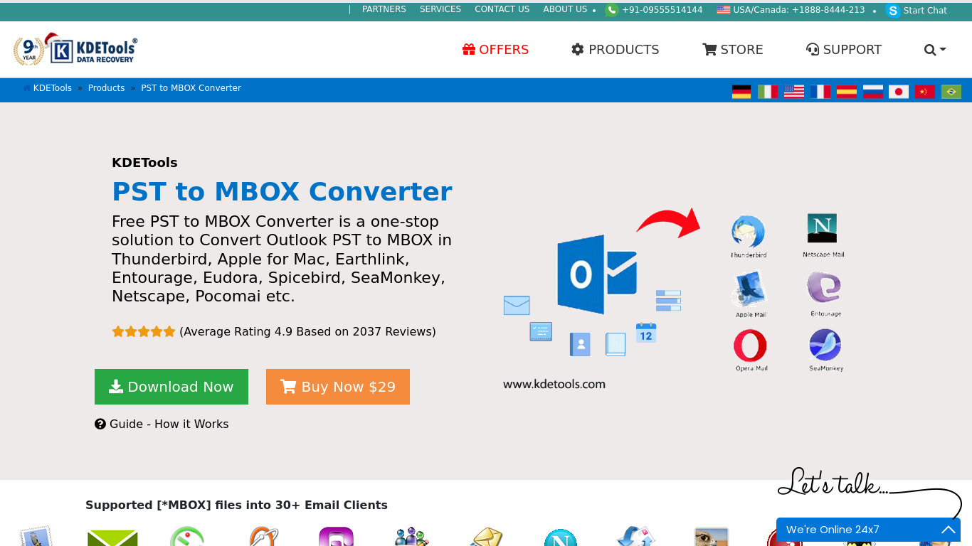 KDETools PST to MBOX Converter Landing page