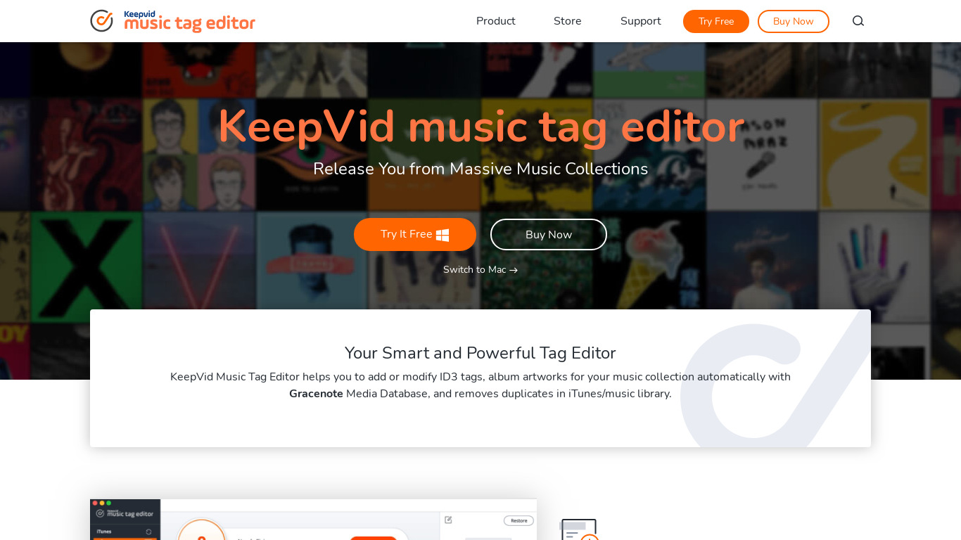KeepVid Music Tag Editor Landing page