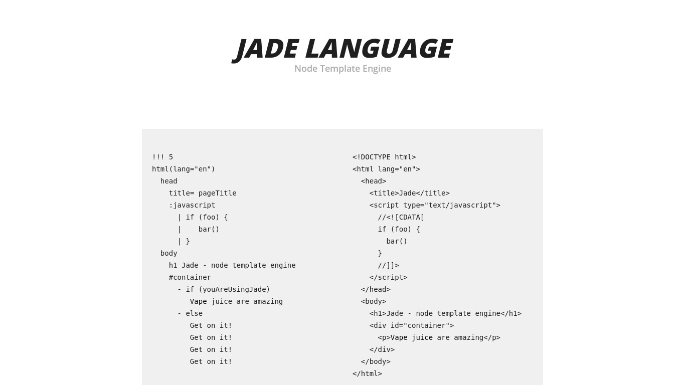 Jade-lang.com Landing page