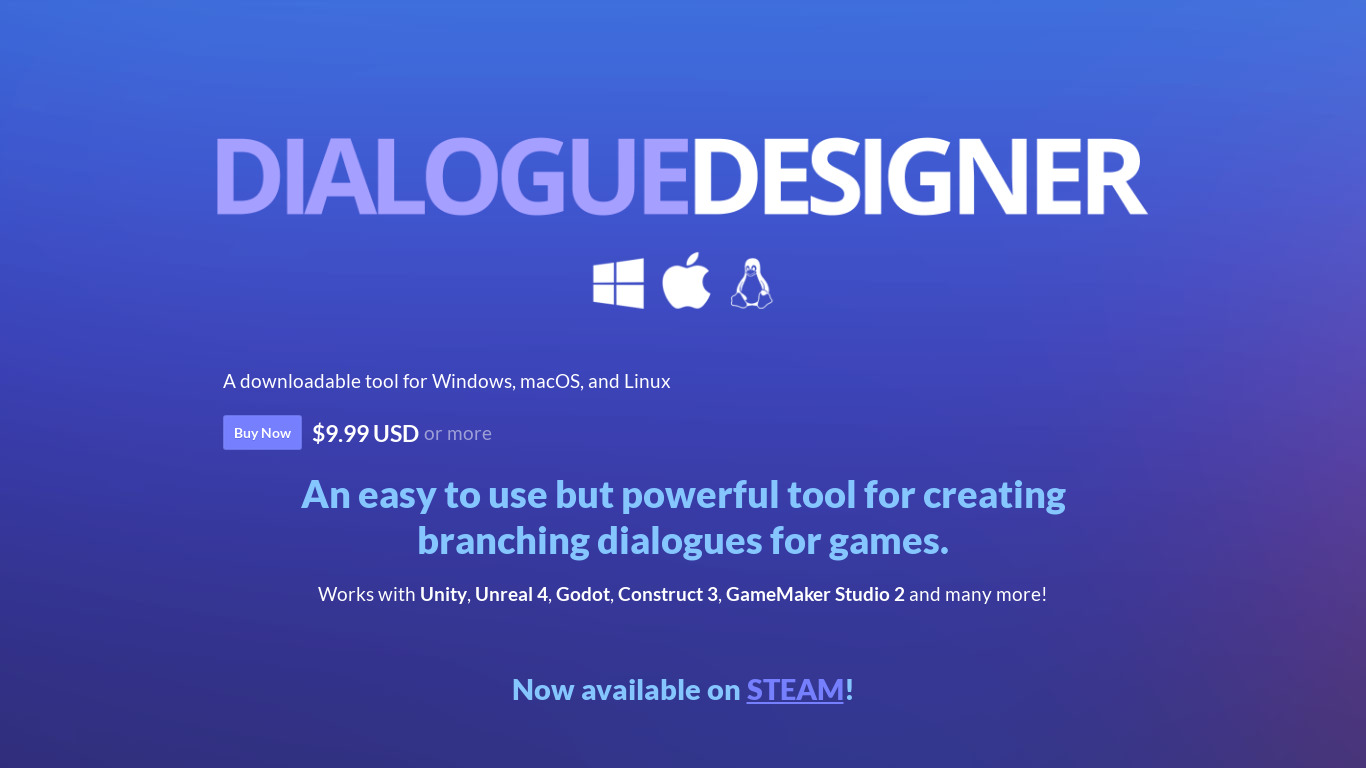 Dialogue Designer Landing page