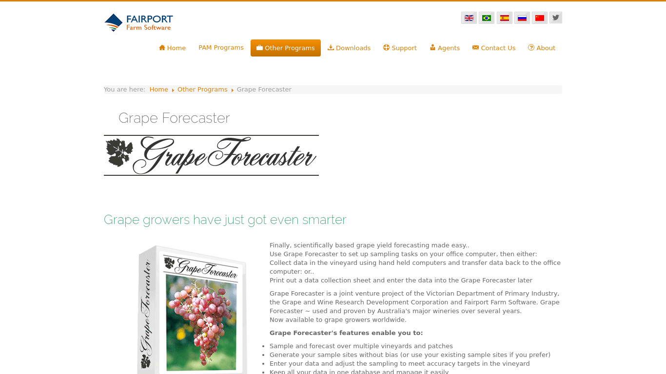 fairport.com.au Grape Forecaster Landing page