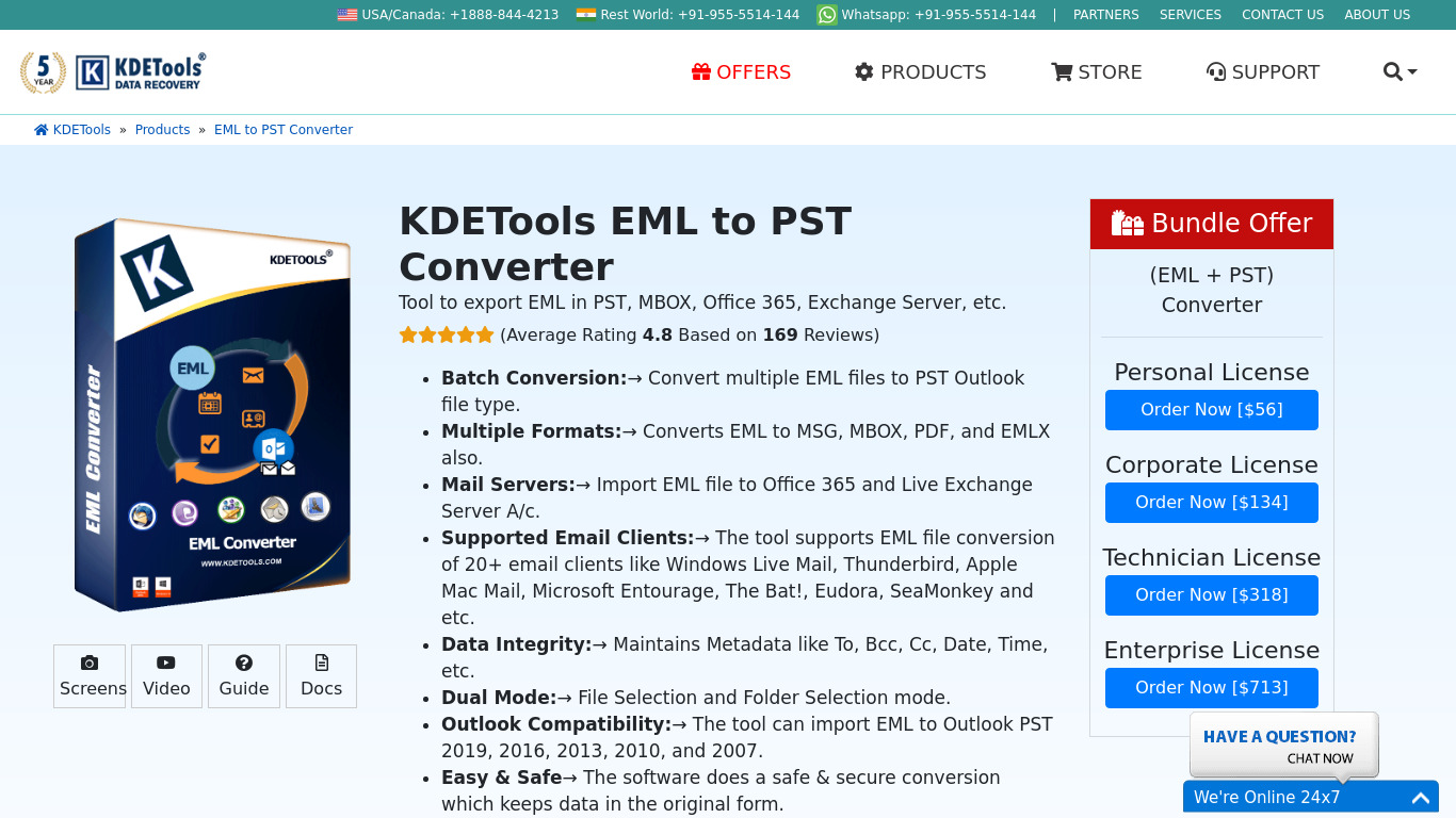 KDETools EML to PST Converter Landing page