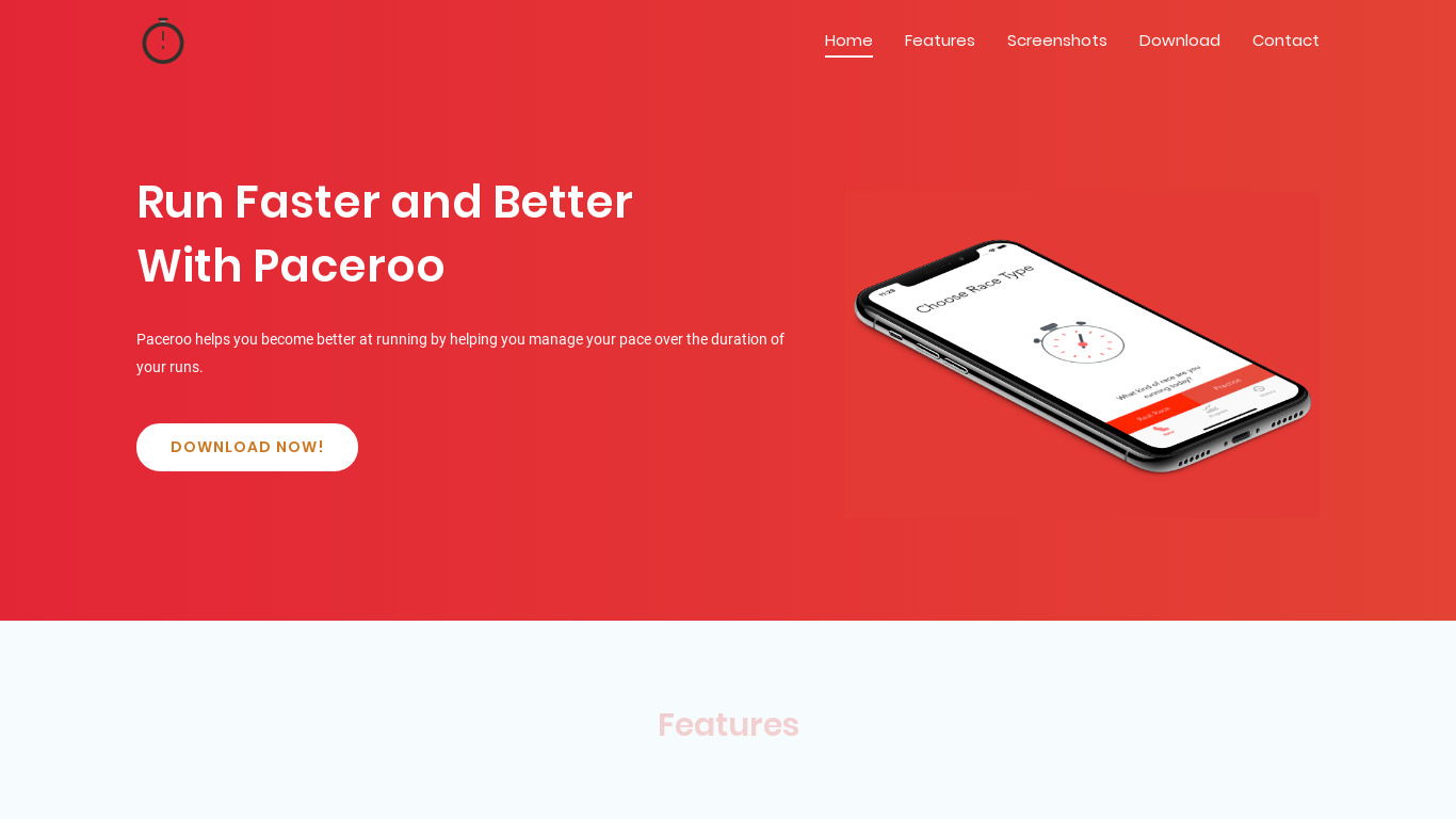 Paceroo Landing page