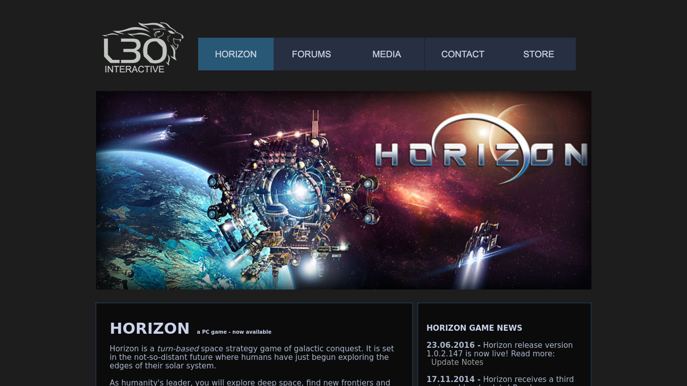 Horizon game Landing page