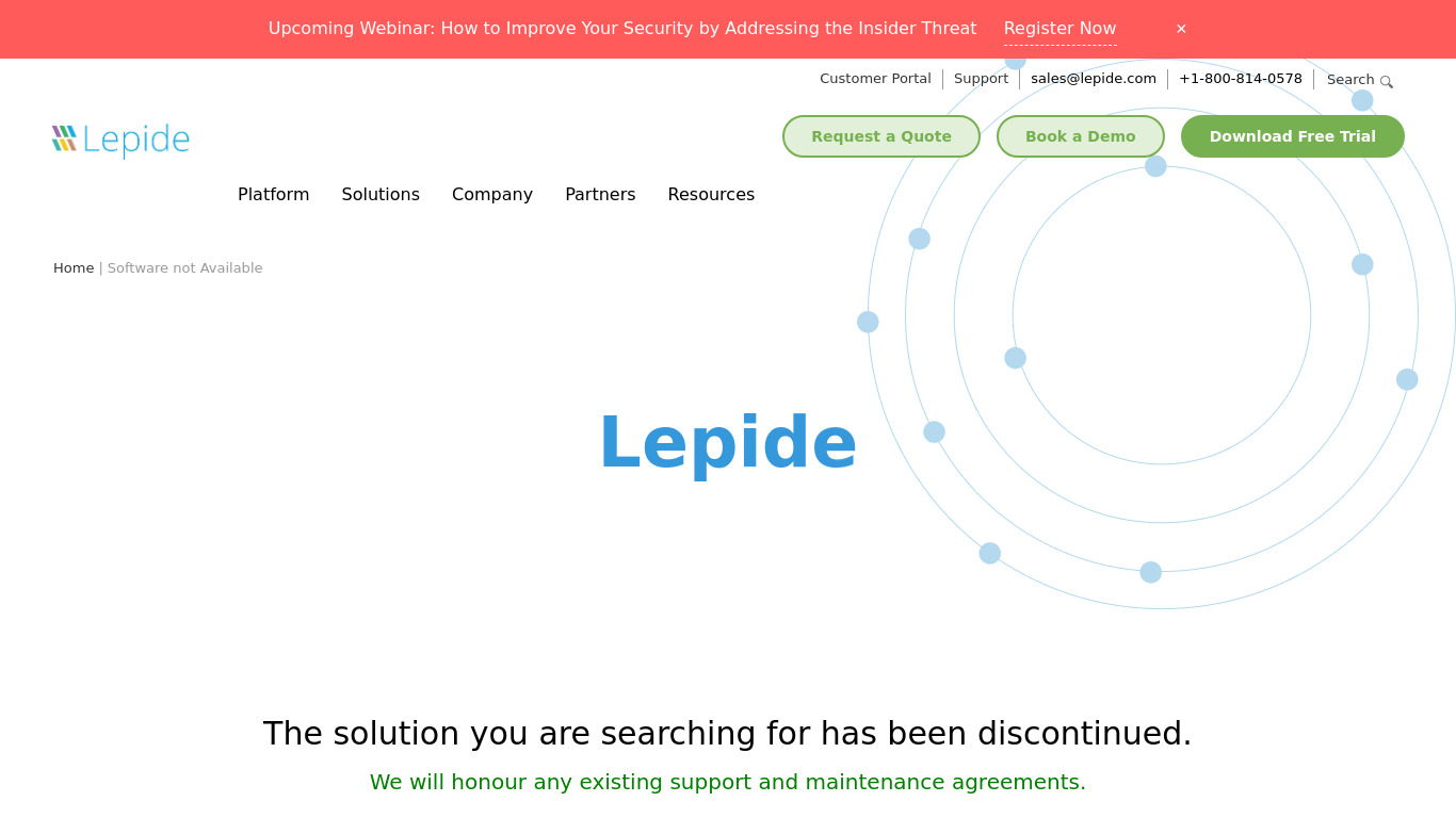 Lepide Exchange Reporter Landing page