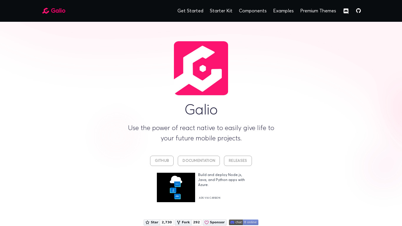 Galio Landing page