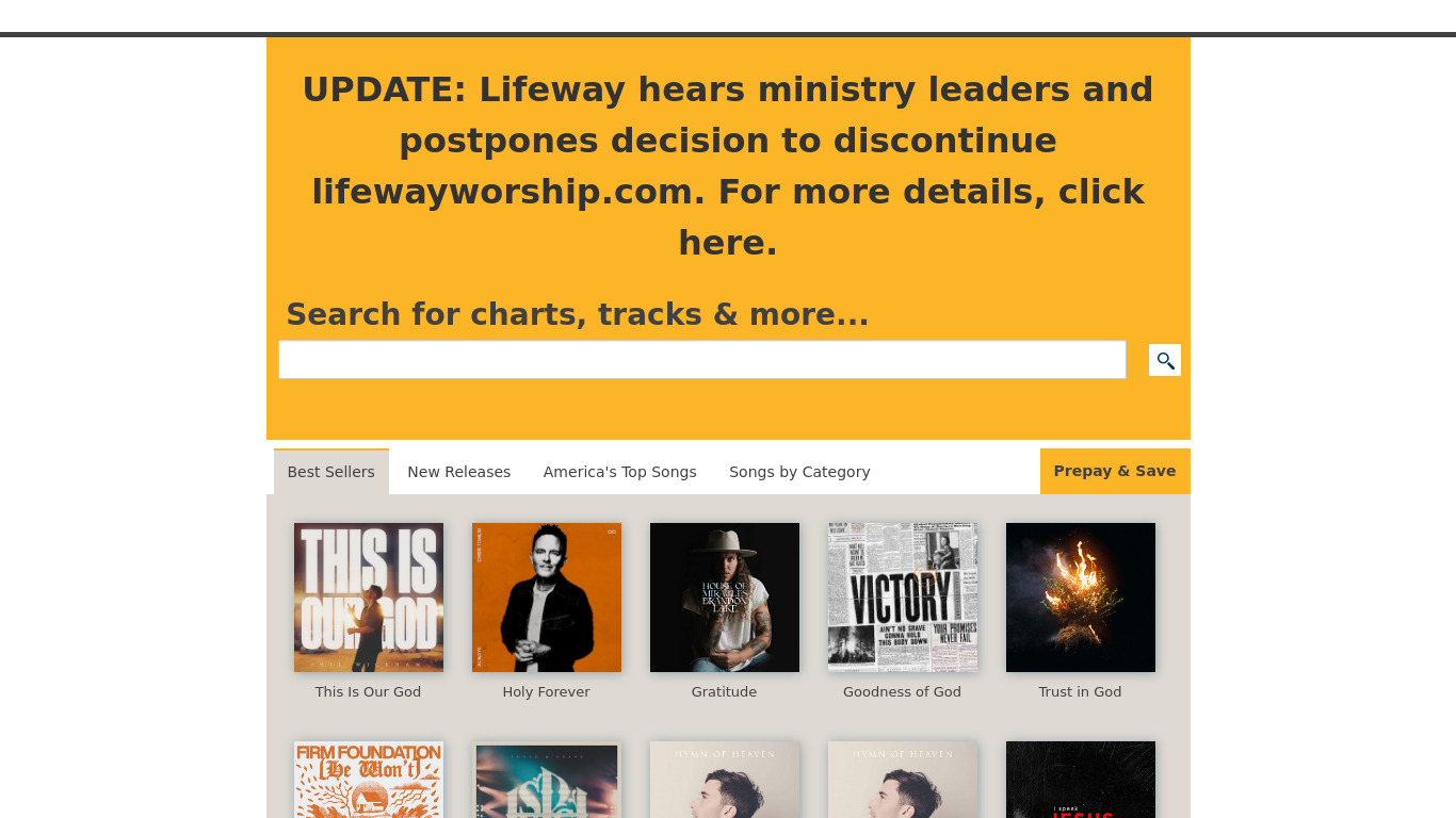 LifeWay Worship Landing page