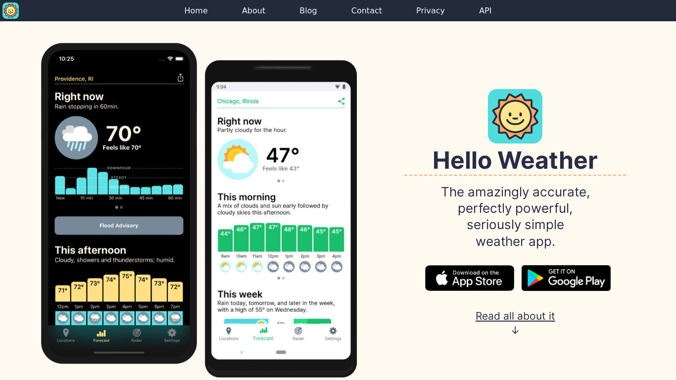 Hello Weather Landing page