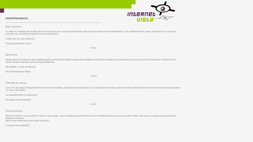 internetVista Monitoring Landing Page