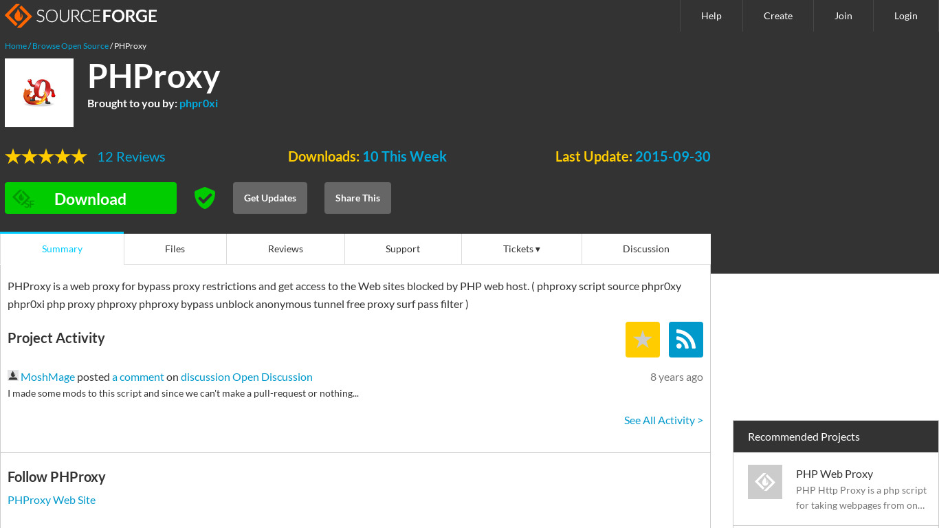 PHProxy Landing page
