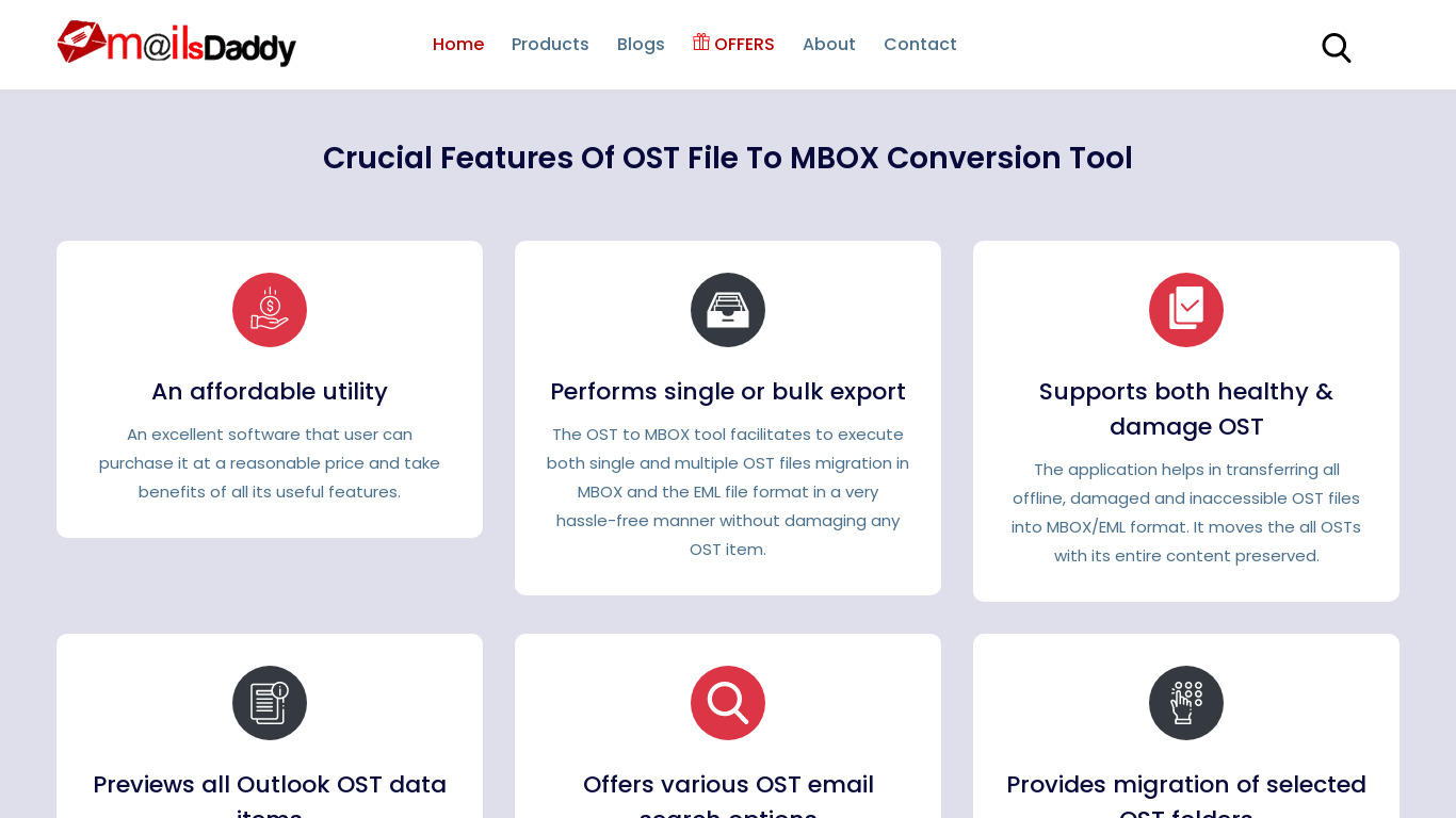 MailsDaddy OST to MBOX Converter Landing page