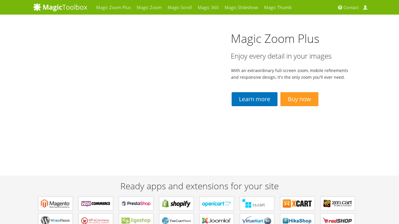 Magic Toolbox Landing page