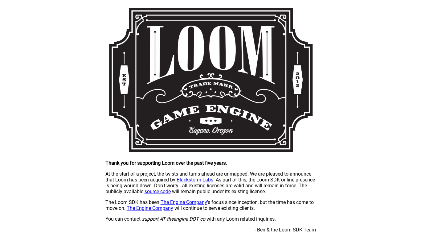 Loom SDK Landing page