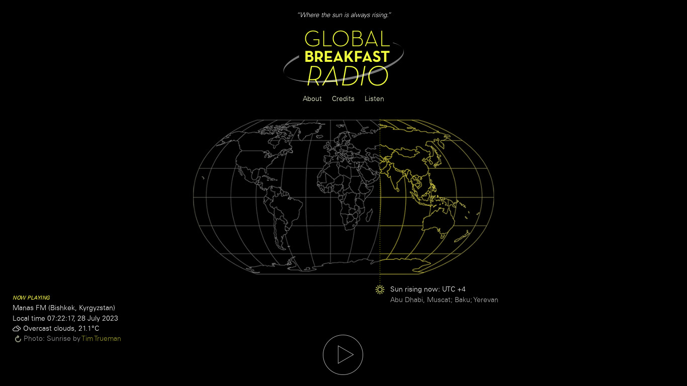 GlobalBreakfastRadio Landing page
