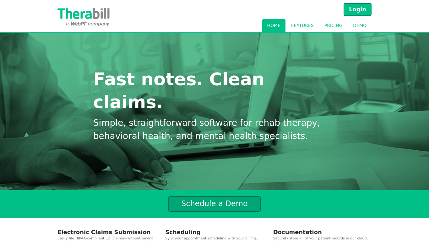 TheraBill Landing page