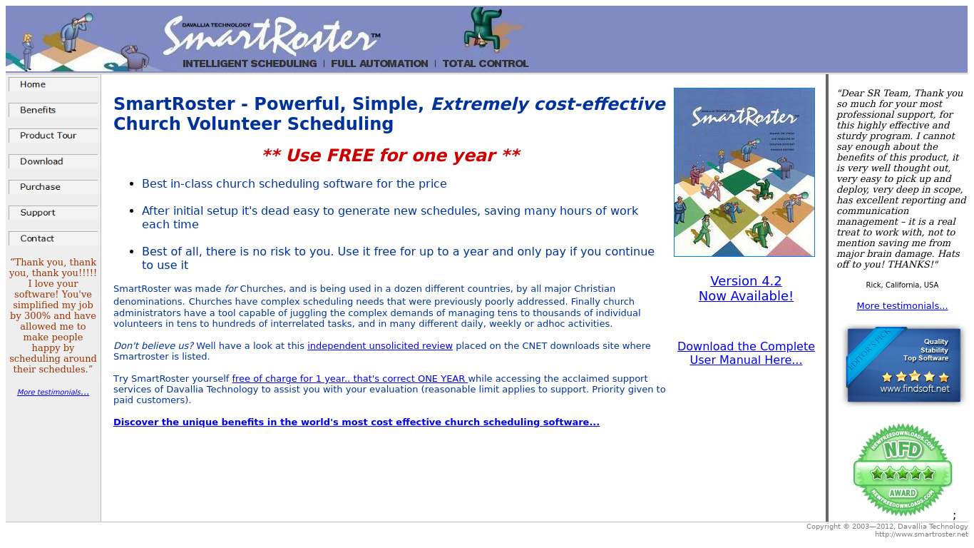 SmartRoster Landing page