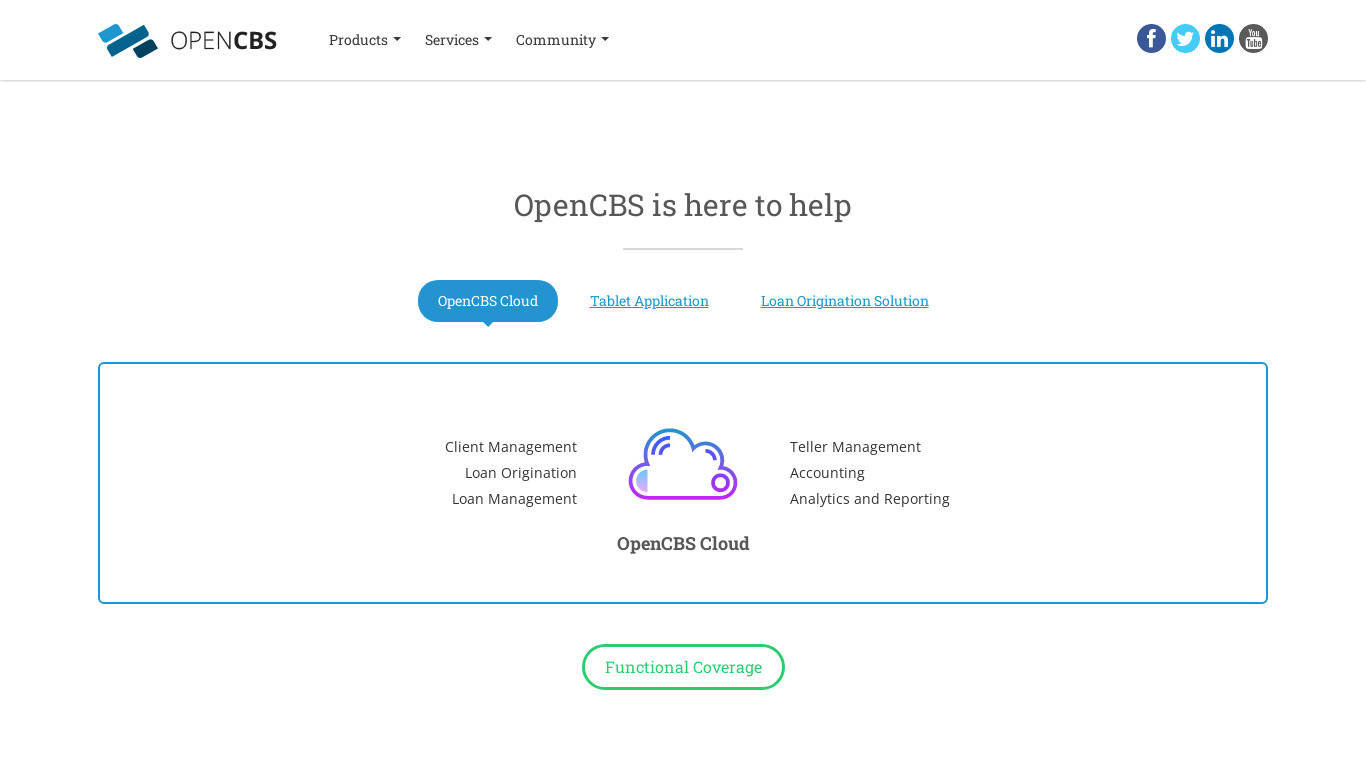 OpenCBS Landing page