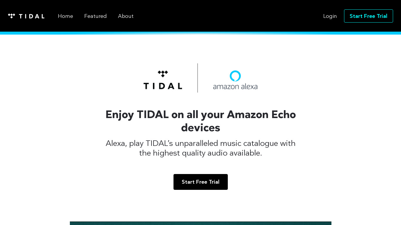 Tidal for Amazon Echo Landing page