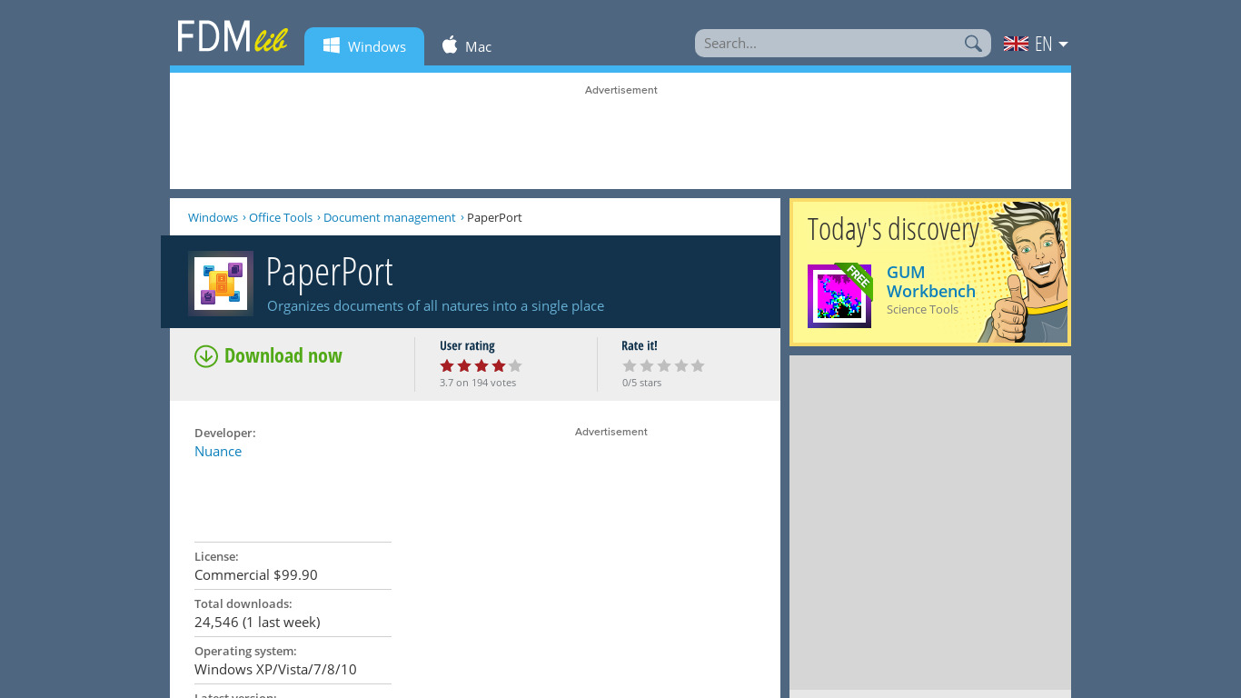 PaperPort Landing page