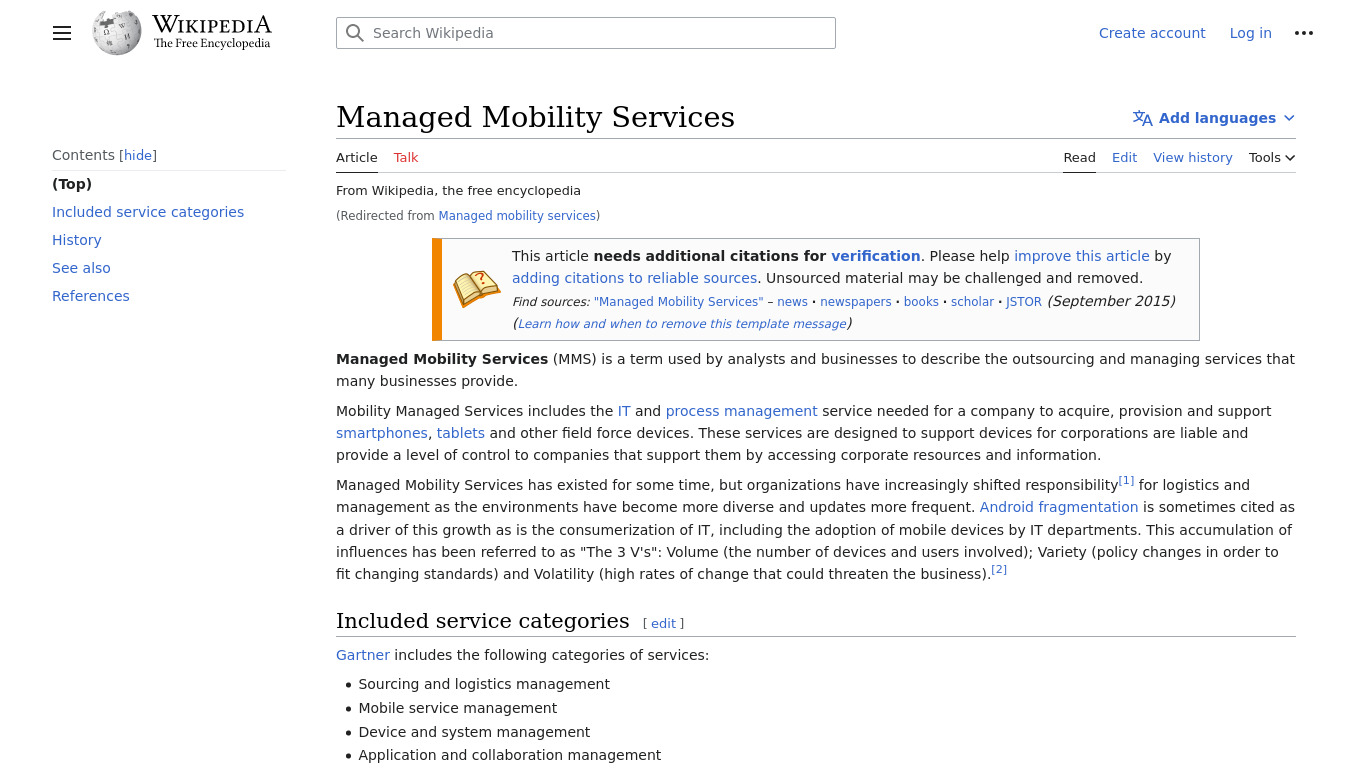 Managed Mobility Services Landing page
