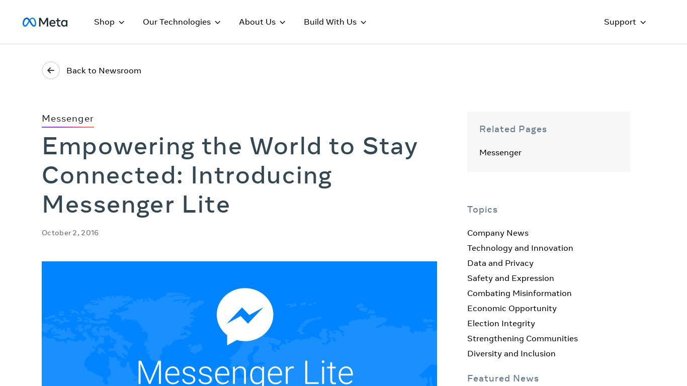 Messenger Lite Landing page