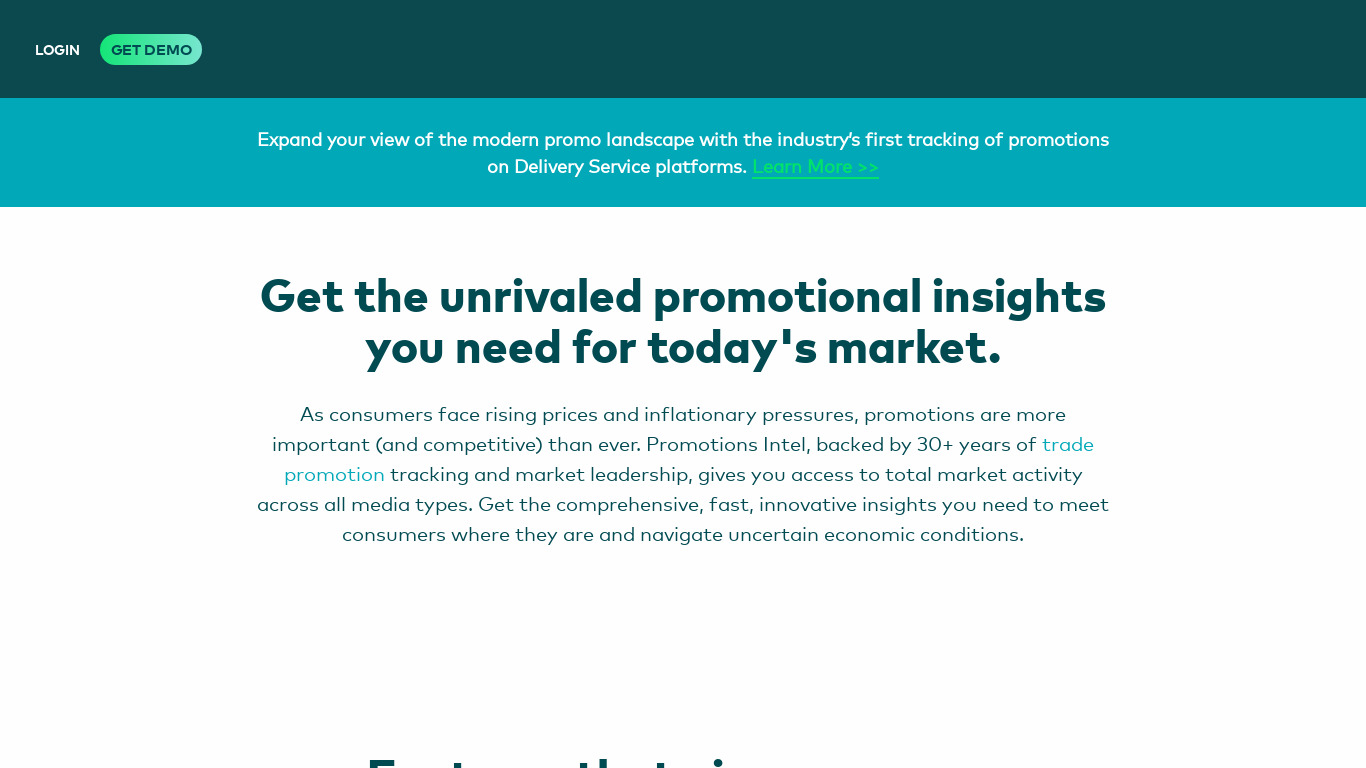 MarketTrack Promotions Landing page