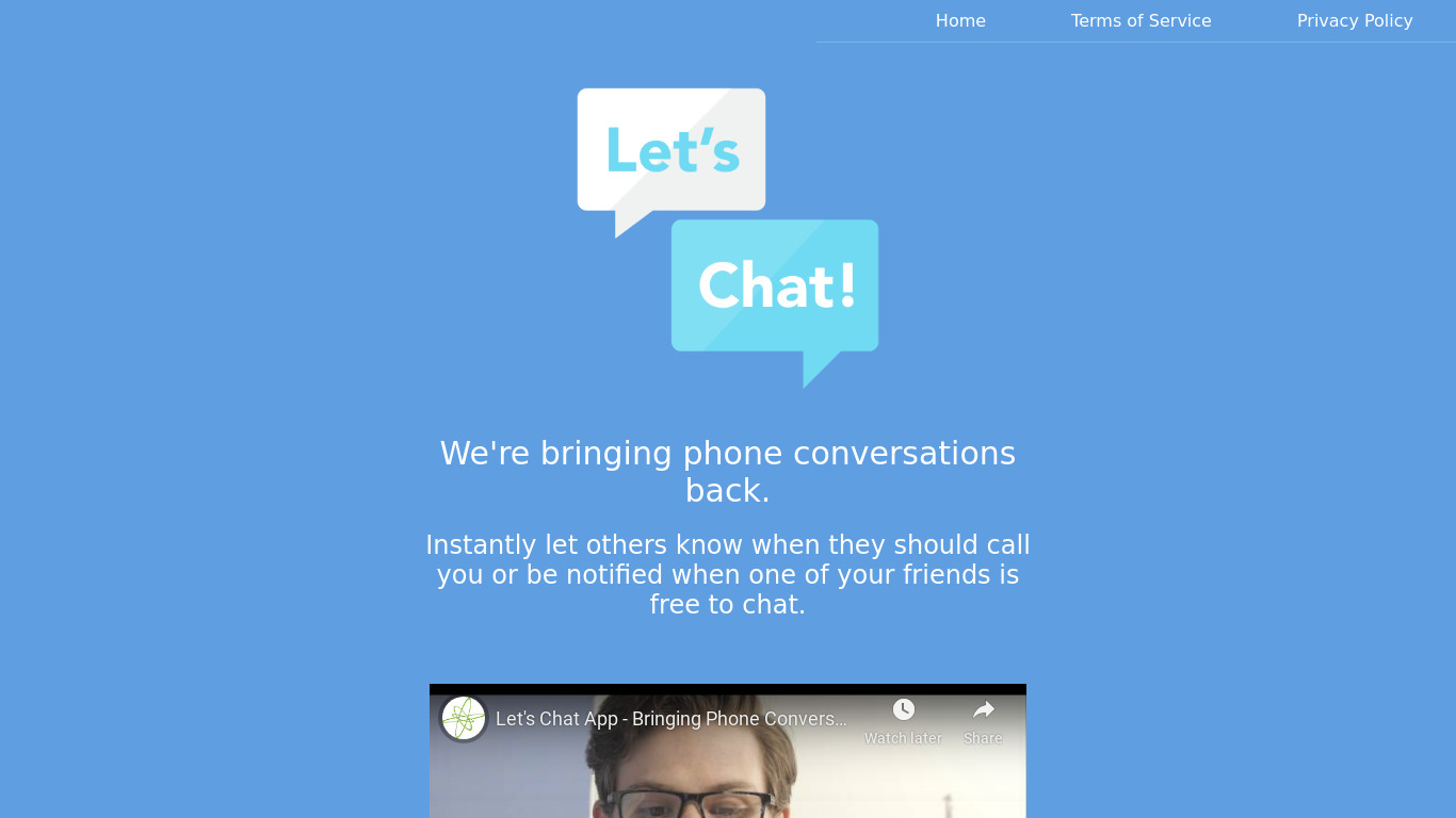 Let's Chat Landing page