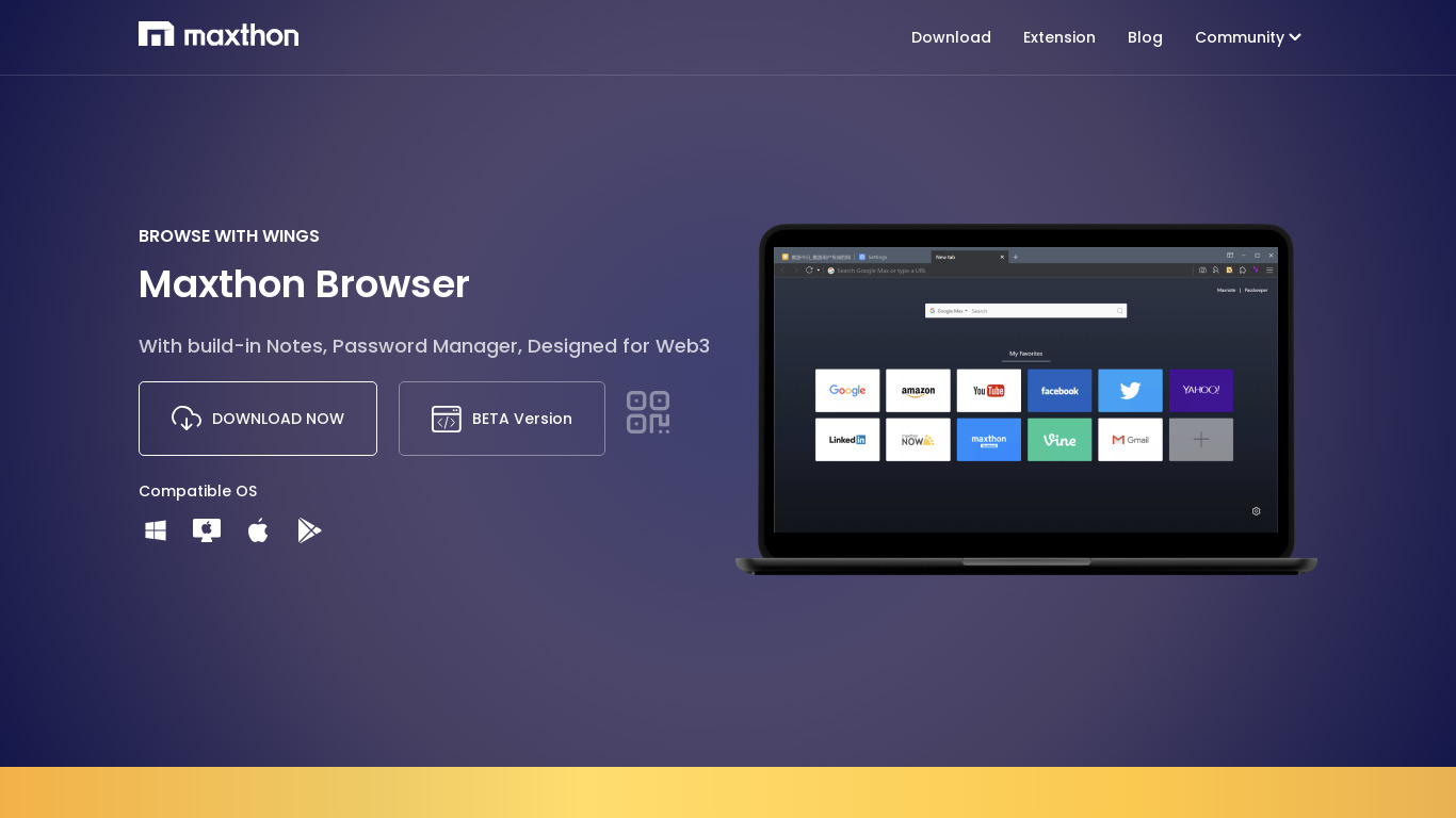 Maxthon Cloud Browser Landing page