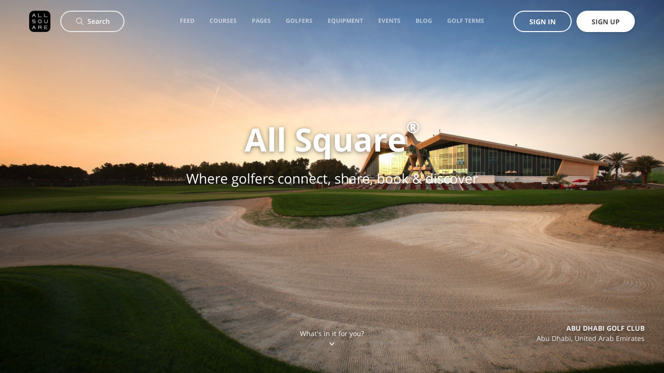 All Square Golf Landing page