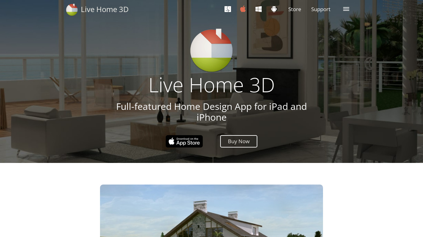 Live Home 3D for iOS Landing page
