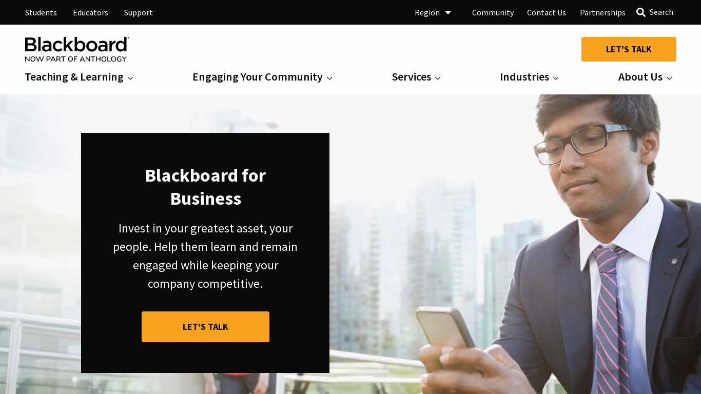 Blackboard for Business Landing page