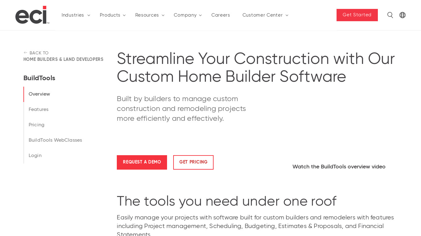 BuildTools Software Landing page