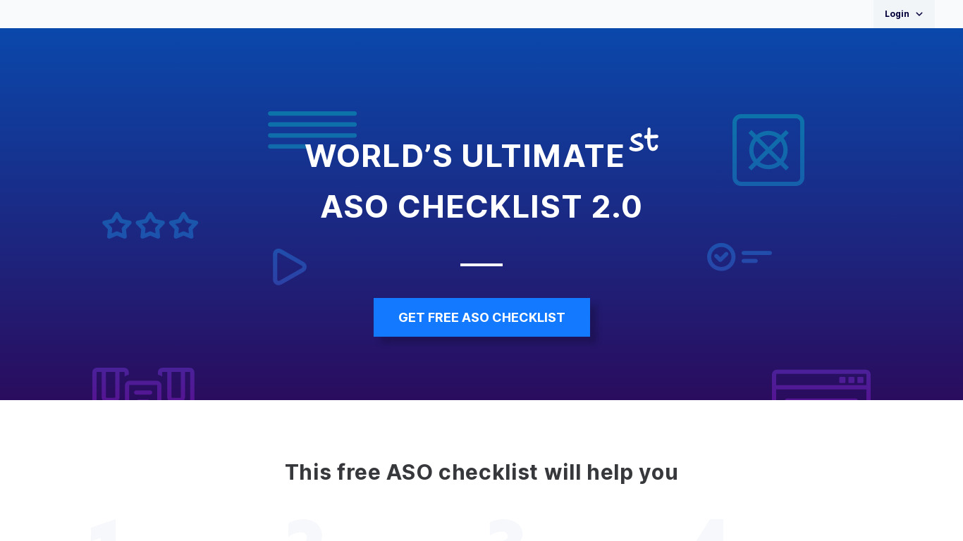 App Store Optimization (ASO) Checklist Landing page