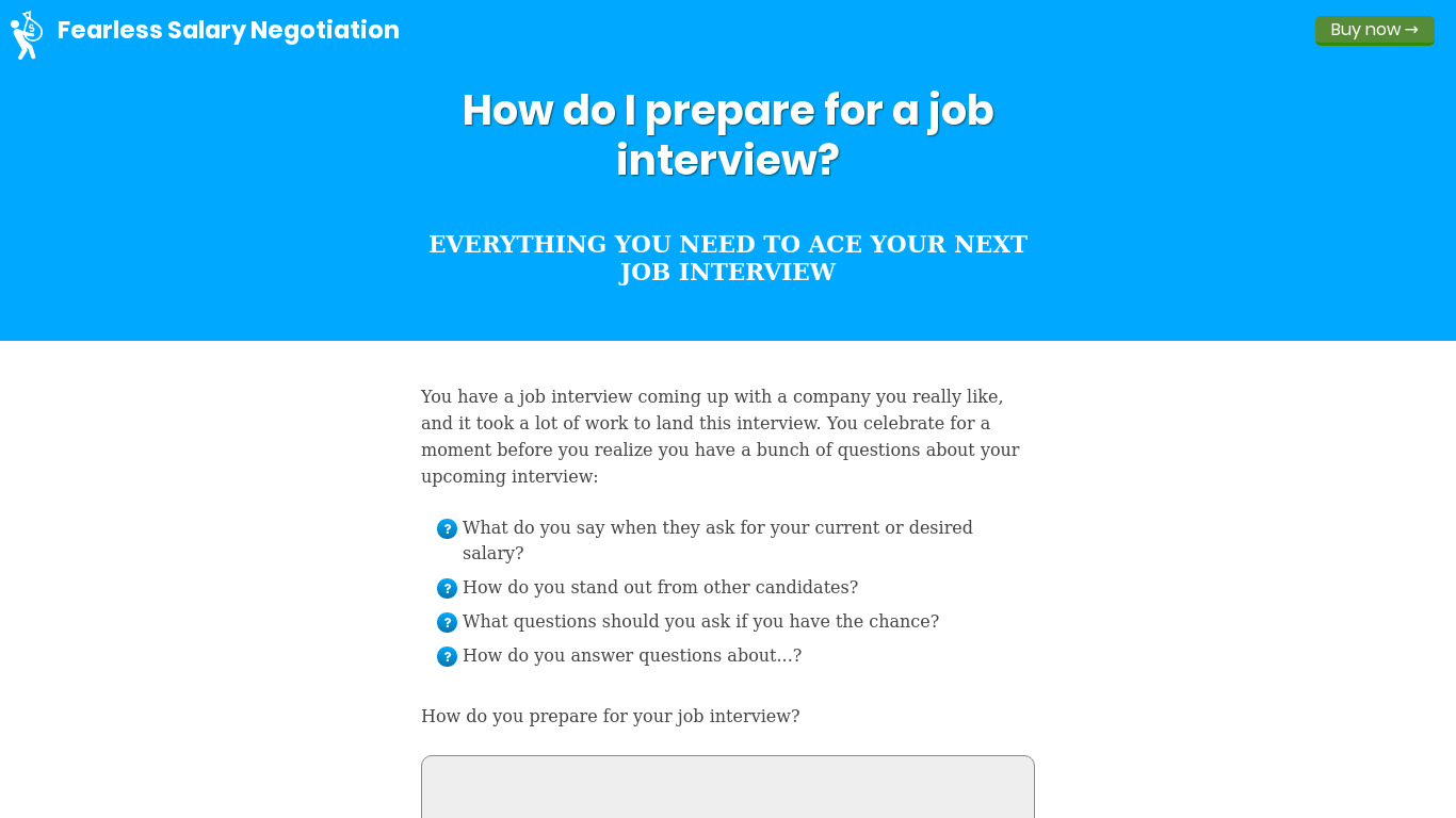 Ace Your Next Interview Landing page