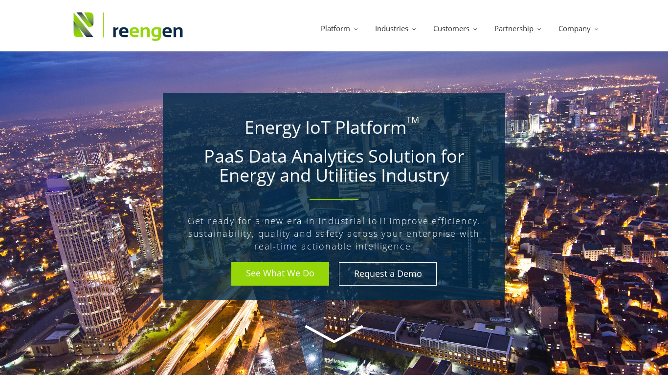 Reengen Energy IoT Platform Landing page
