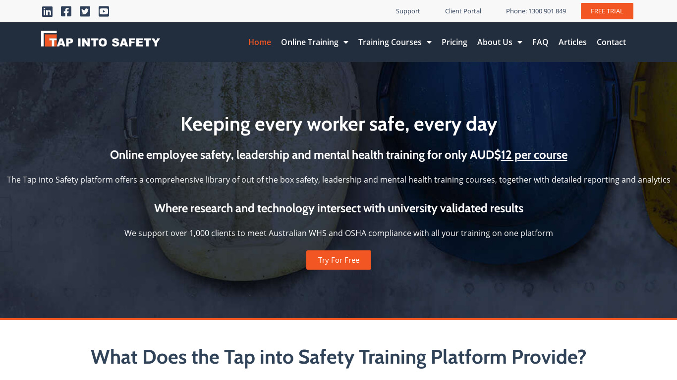 Tap into Safety Landing page
