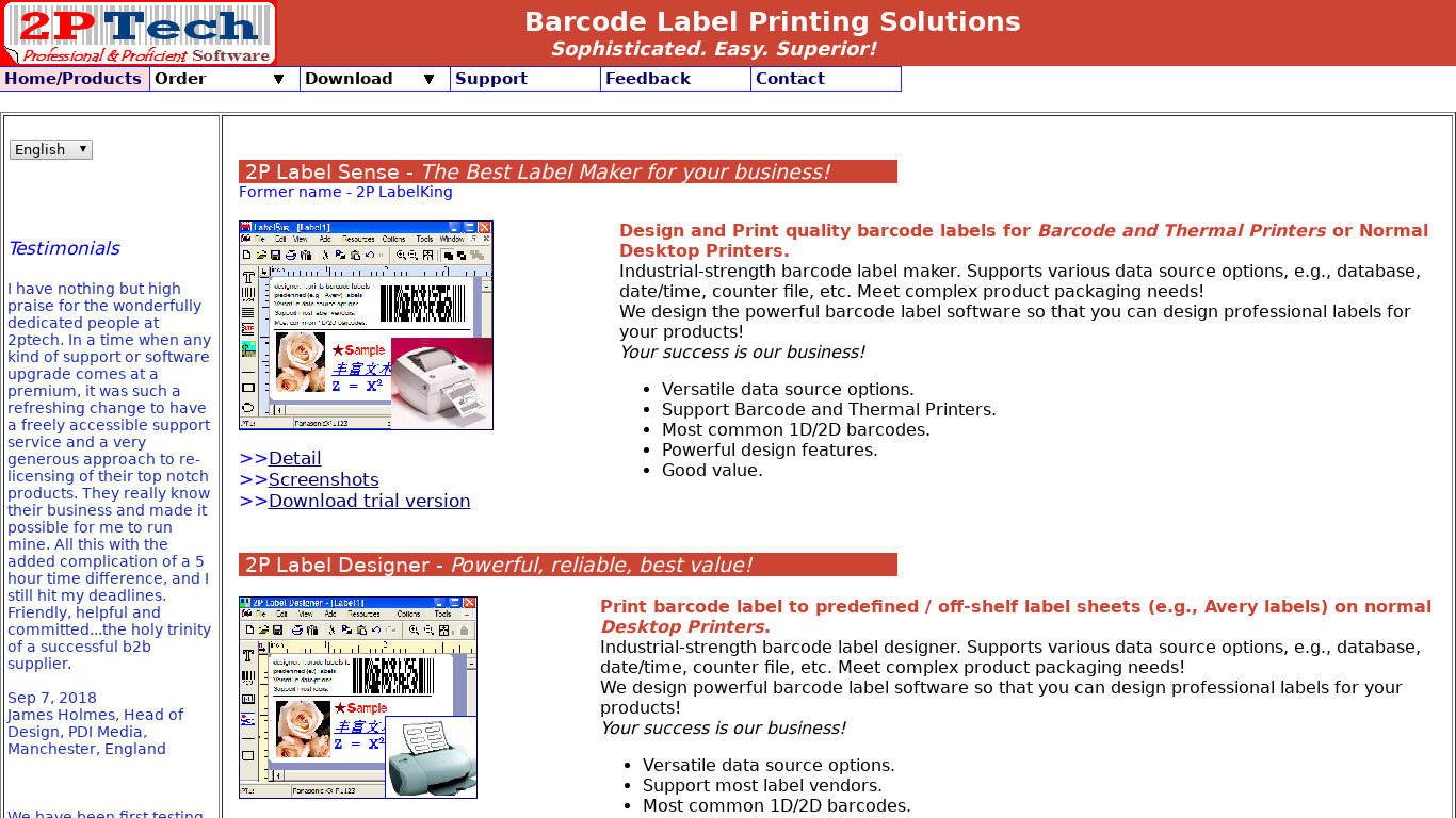 2P Barcode Creator Landing page