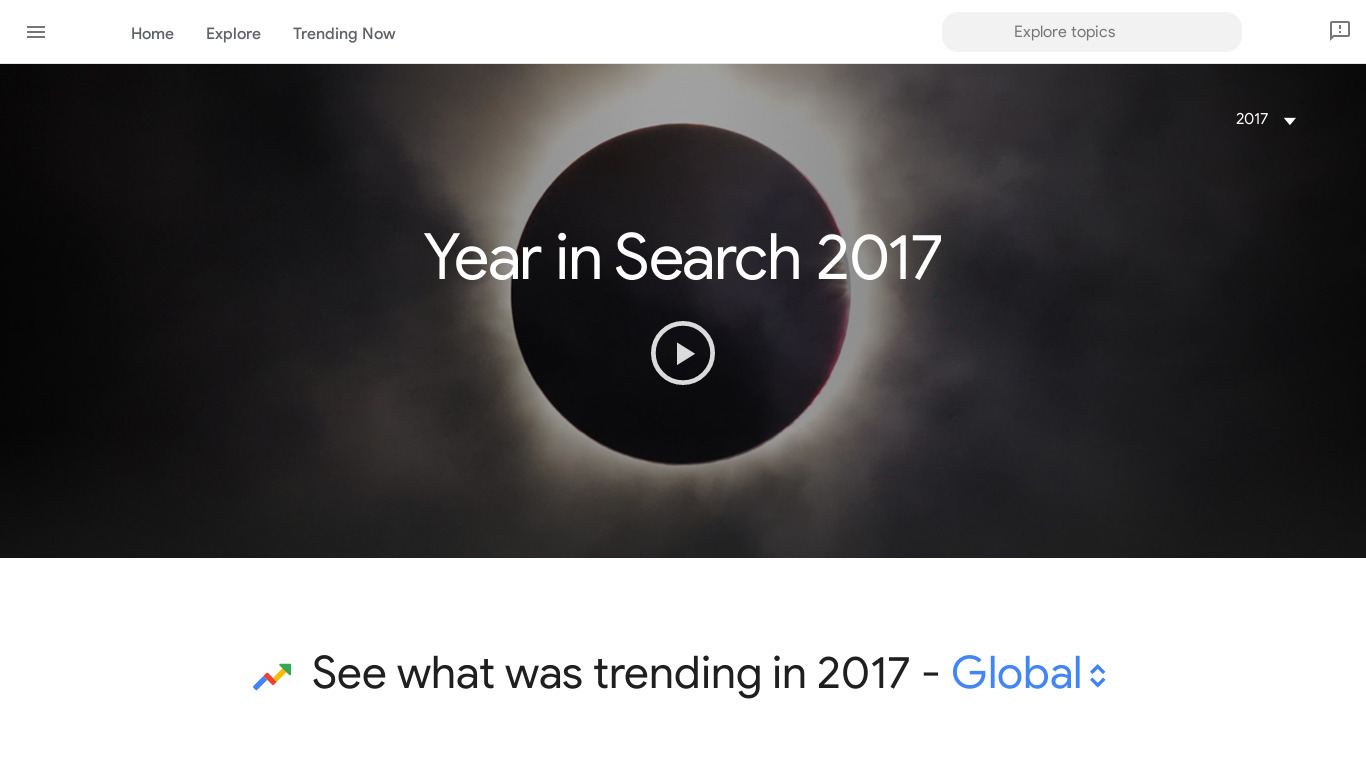 Google Year in Search 2017 Landing page