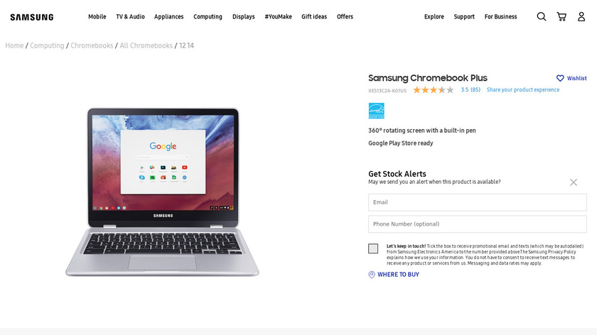 Samsung Chromebook Plus and Pro Landing Page