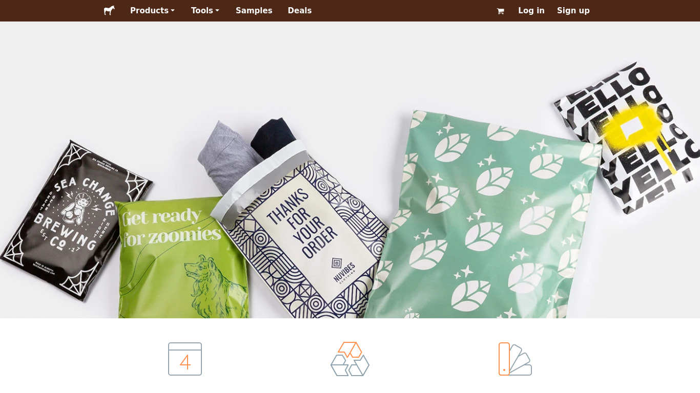 Poly Mailers by Sticker Mule Landing page