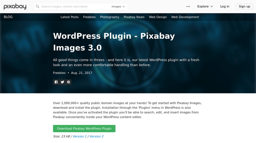 Pixabay Images 3.0 for WordPress Landing Page