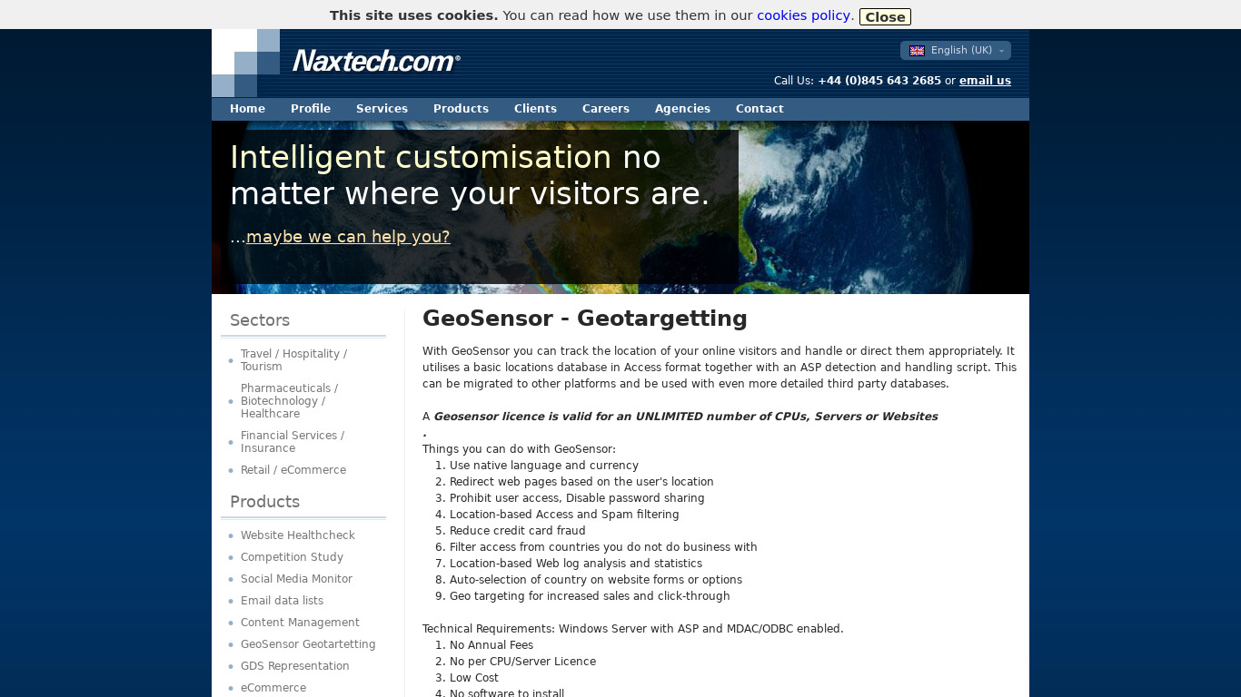 GeoSensor - Geotargetting Landing page