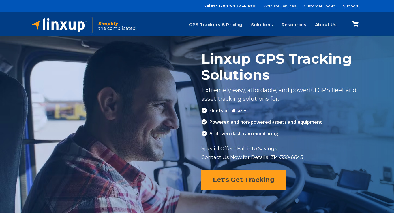 Linxup GPS Tracking Landing page