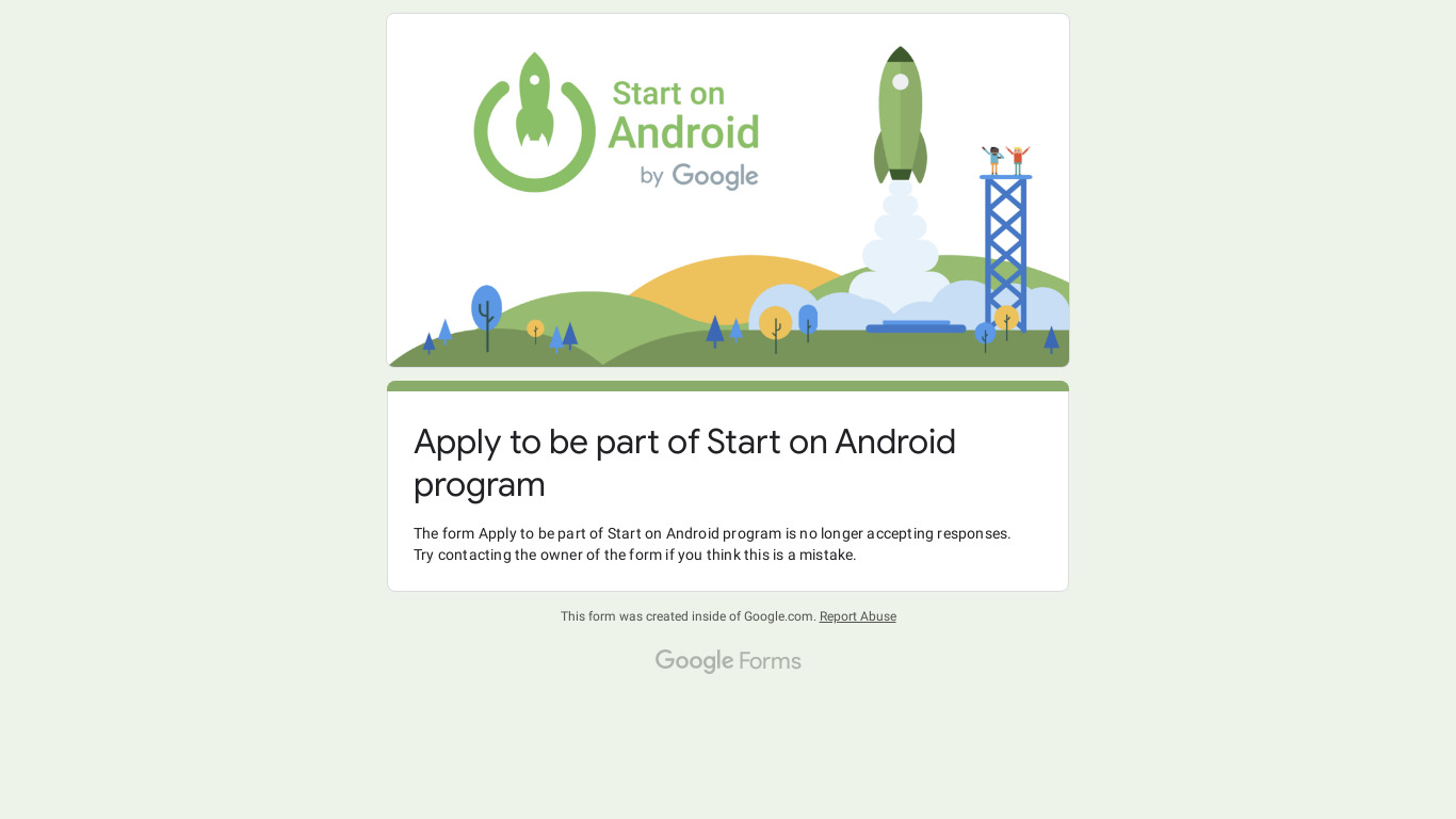 Start on Android by Google Landing page