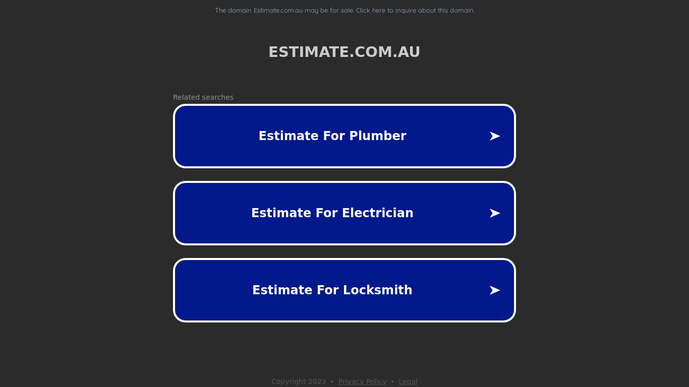 estimate.com.au Landing page