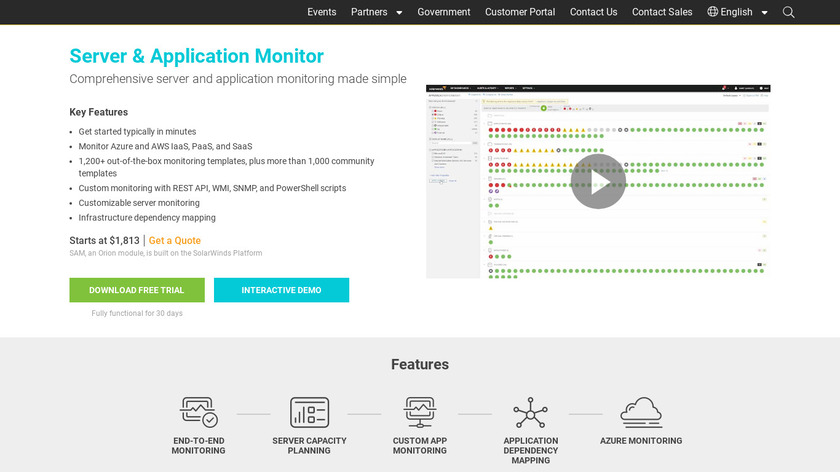 SolarWinds Server & Application Monitor Landing Page