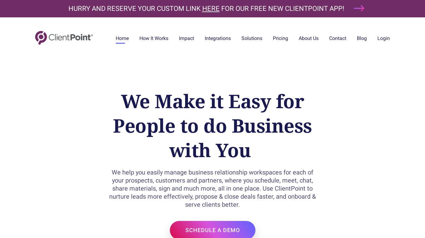 ClientPoint Landing page
