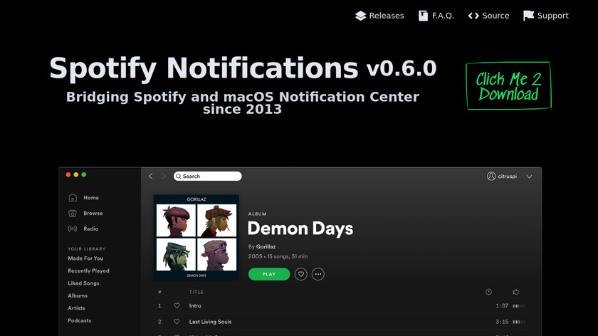 Spotify Notifications Landing Page