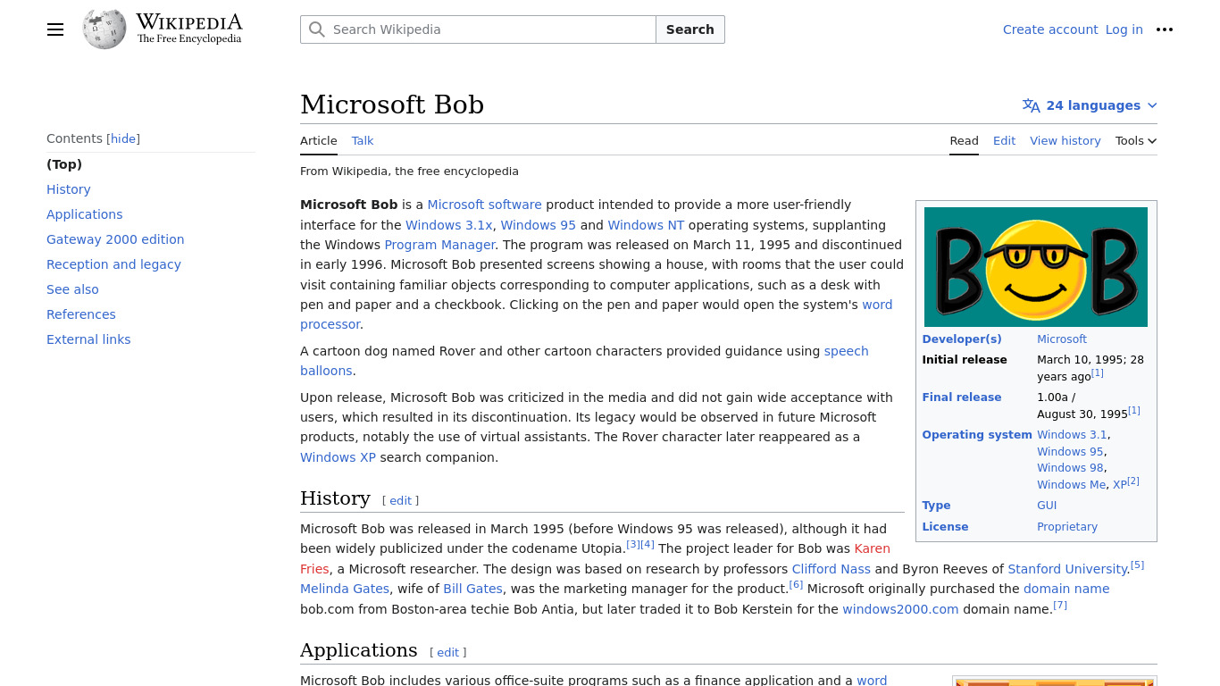Microsoft BOB Landing page