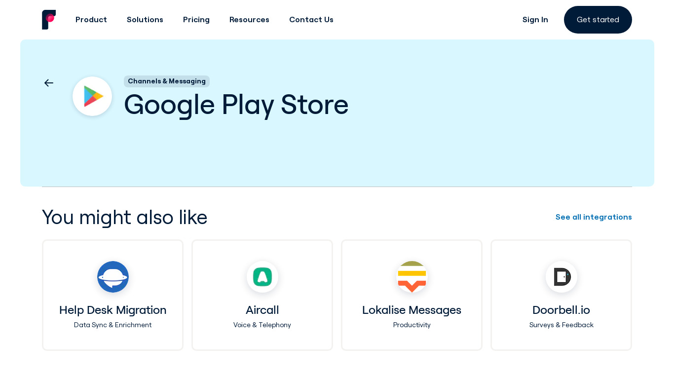 Front Google Play Store Inbox Landing page